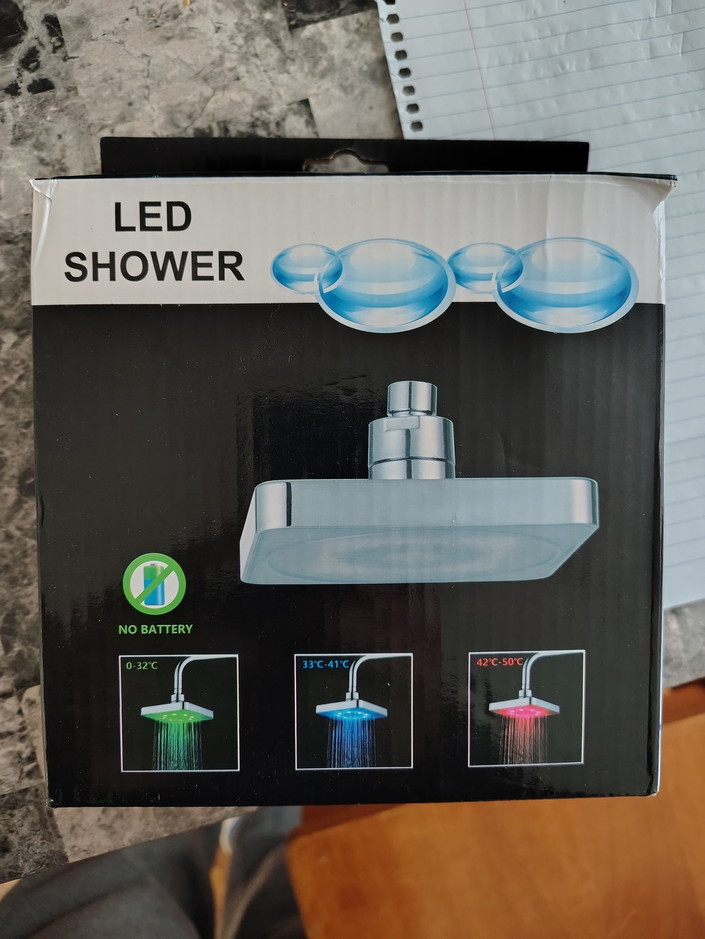 LED Shower Head with Temperature-Responsive Lights - Chrome